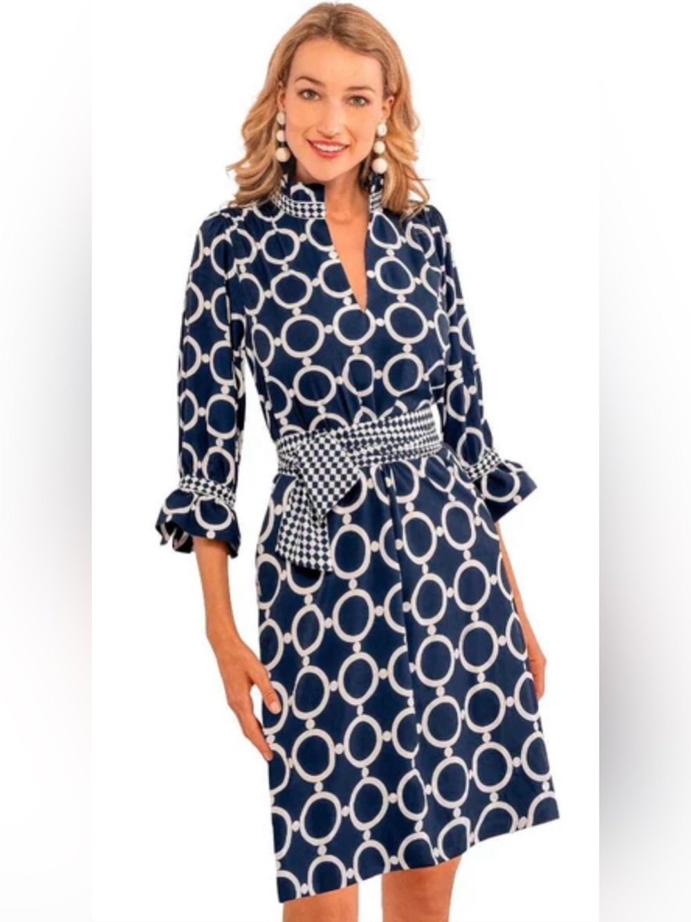 Gretchen Scott Outta Sight Tunic Dress Dip & Dot Navy Dip & Dot size large